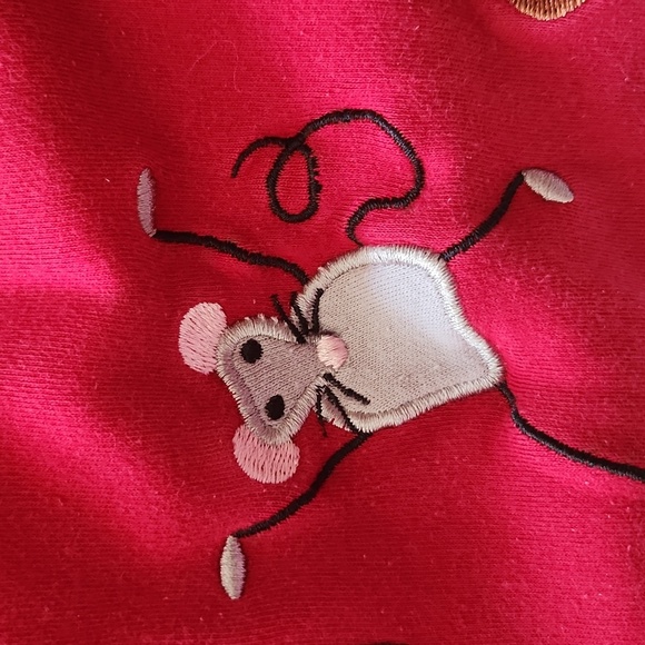 Bechamel Petites size PL cats and mice themed pullover long sleeve shirt red - Picture 11 of 15